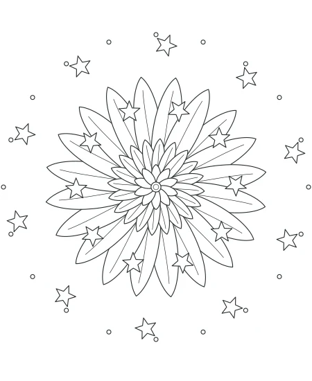 Forest Lace Celestial Mandala — uncolored celestial mandala drawing