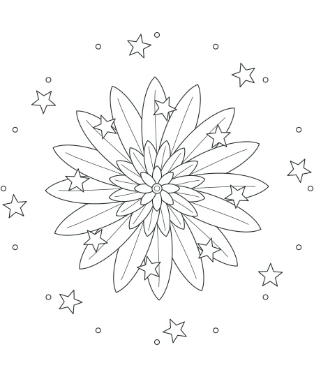 Forest Lace Celestial Mandala — uncolored celestial mandala drawing
