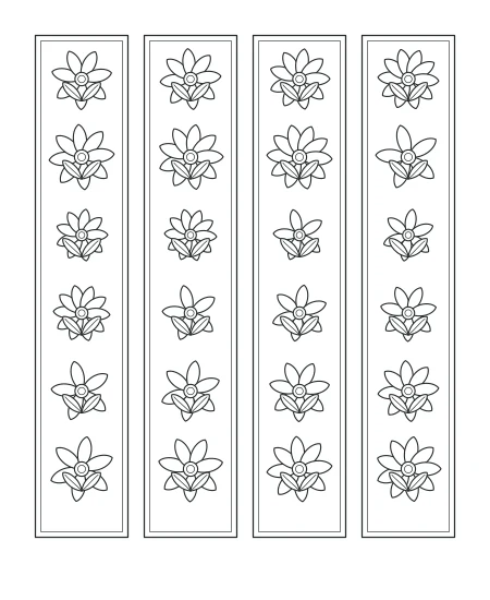 Forest Lace Floral Bookmarks — uncolored floral bookmarks drawing