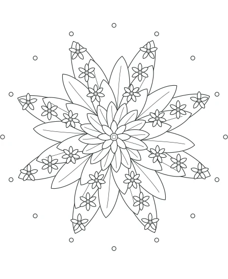 Forest Lace Flower Medallions — uncolored flower medallions drawing