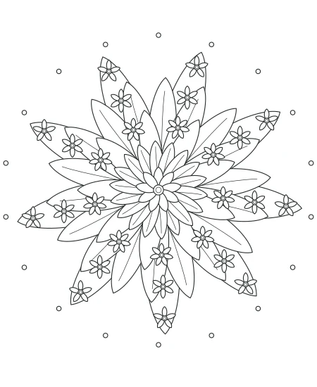 Forest Lace Flower Medallions — uncolored flower medallions drawing
