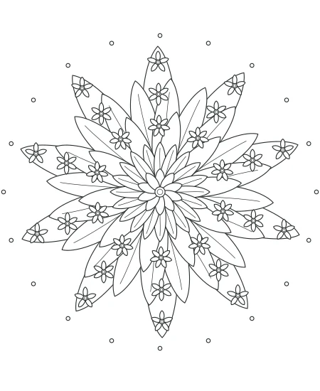 Forest Lace Flower Medallions — uncolored flower medallions drawing