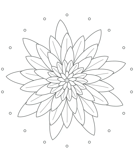 Forest Lace Petal Mandala — uncolored petal mandala drawing