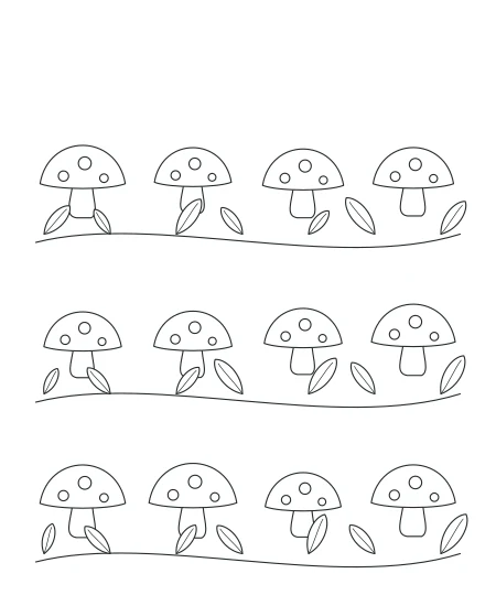 Forest Lace Woodland Mushrooms — uncolored woodland mushrooms drawing
