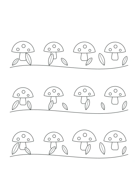 Forest Lace Woodland Mushrooms — uncolored woodland mushrooms drawing