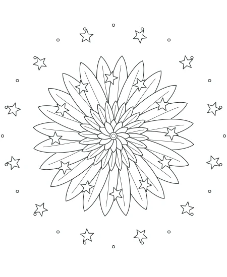 Garden Pause Celestial Mandala — uncolored celestial mandala drawing