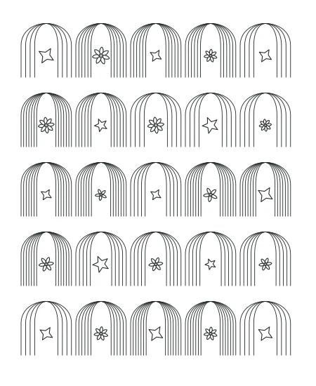 Garden Pause Deco Arches — uncolored deco arches drawing