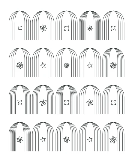 Garden Pause Deco Arches — uncolored deco arches drawing