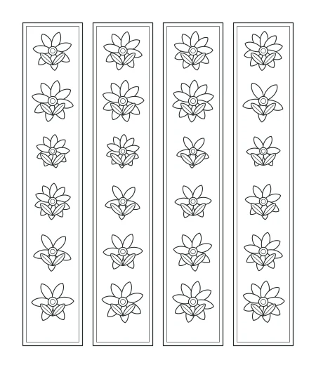 Floral Bookmarks black-and-white line drawing