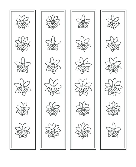 Garden Pause Floral Bookmarks — uncolored floral bookmarks drawing