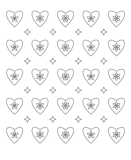 Garden Pause Heart Lace — uncolored heart lace drawing