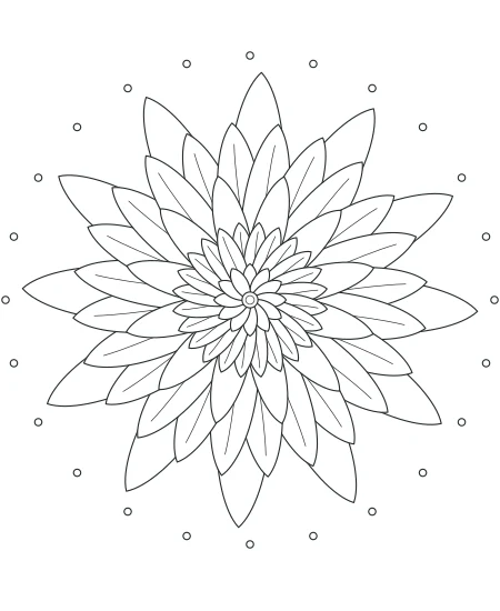Garden Pause Petal Mandala — uncolored petal mandala drawing