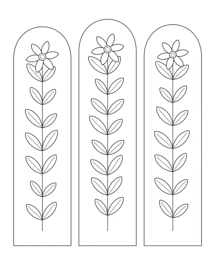 Garden Reverie Botanical Windows — uncolored botanical windows drawing