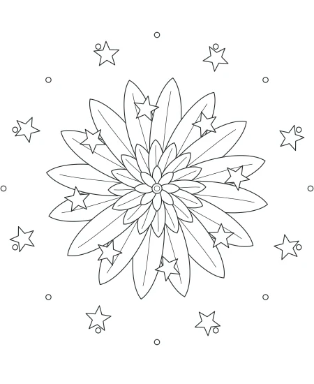 Garden Reverie Celestial Mandala — uncolored celestial mandala drawing