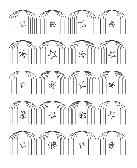 Garden Reverie Deco Arches — uncolored deco arches drawing