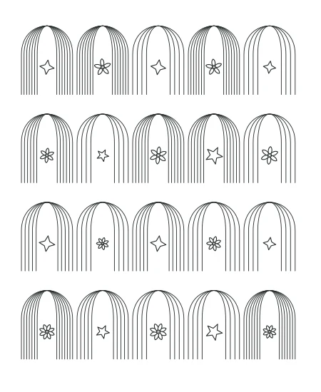 Garden Reverie Deco Arches — uncolored deco arches drawing