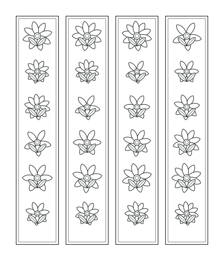 Garden Reverie Floral Bookmarks — uncolored floral bookmarks drawing