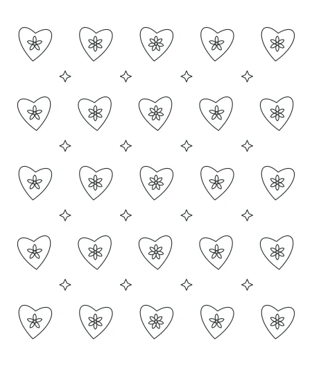 Garden Reverie Heart Lace — uncolored heart lace drawing