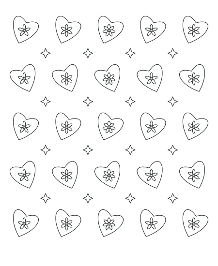 Garden Reverie Heart Lace — uncolored heart lace drawing