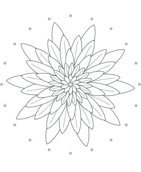Garden Reverie Petal Mandala — uncolored petal mandala drawing