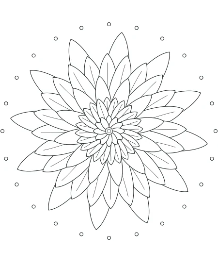 Garden Reverie Petal Mandala — uncolored petal mandala drawing