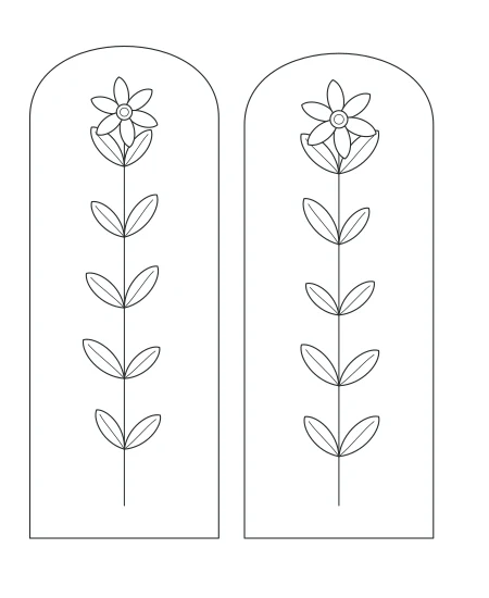 Gentle Rhythm Botanical Windows — uncolored botanical windows drawing