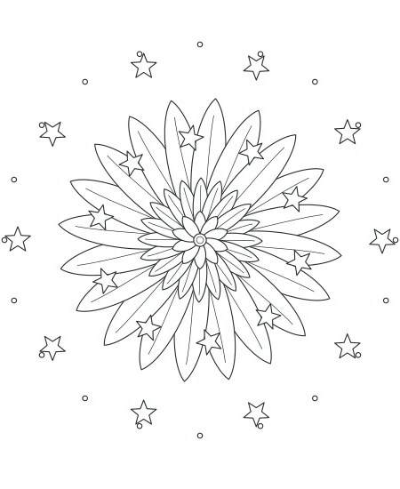 Gentle Rhythm Celestial Mandala — uncolored celestial mandala drawing