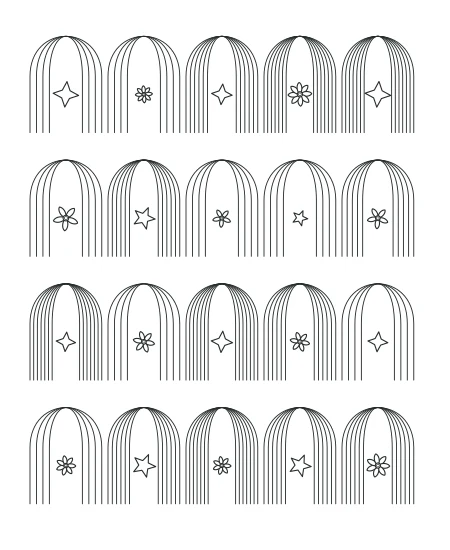 Gentle Rhythm Deco Arches — uncolored deco arches drawing