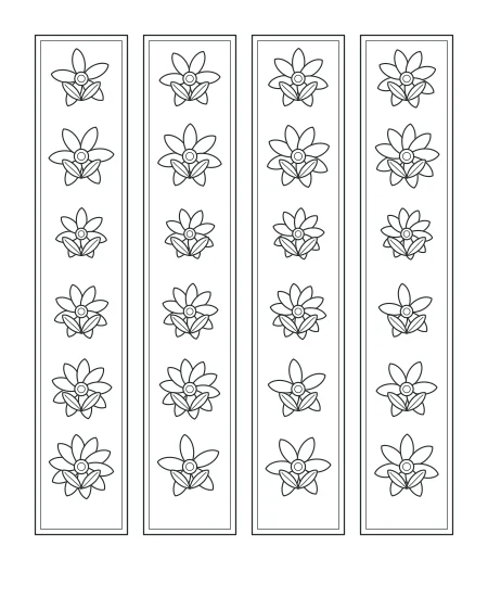 Gentle Rhythm Floral Bookmarks — uncolored floral bookmarks drawing