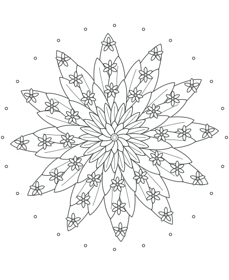 Flower Medallions black-and-white line drawing