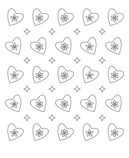 Gentle Rhythm Heart Lace — uncolored heart lace drawing