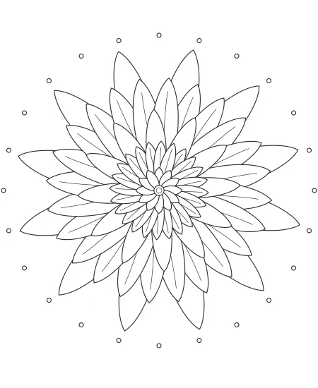 Gentle Rhythm Petal Mandala — uncolored petal mandala drawing