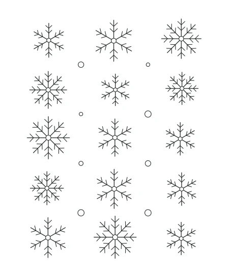 Gentle Rhythm Snowflake Garden — uncolored snowflake garden drawing
