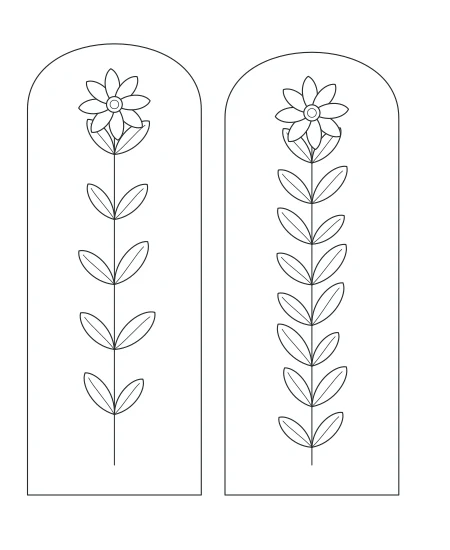 Botanical Windows black-and-white line drawing
