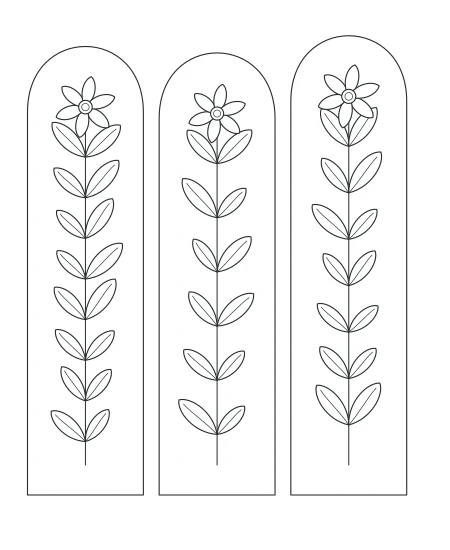 Golden Hour Botanical Windows — uncolored botanical windows drawing