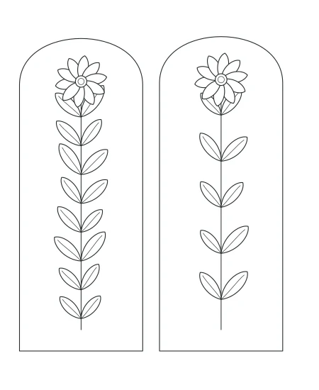 Golden Hour Botanical Windows — uncolored botanical windows drawing