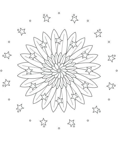 Golden Hour Celestial Mandala — uncolored celestial mandala drawing