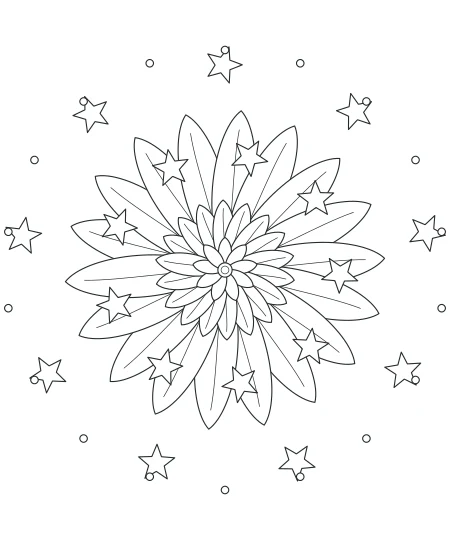 Golden Hour Celestial Mandala — uncolored celestial mandala drawing