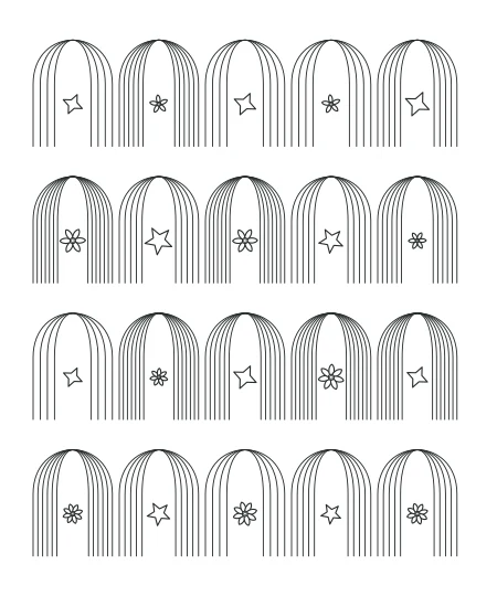 Golden Hour Deco Arches — uncolored deco arches drawing