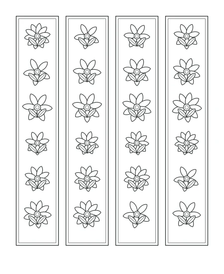 Golden Hour Floral Bookmarks — uncolored floral bookmarks drawing