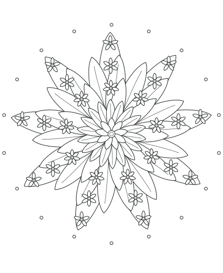 Golden Hour Flower Medallions — uncolored flower medallions drawing