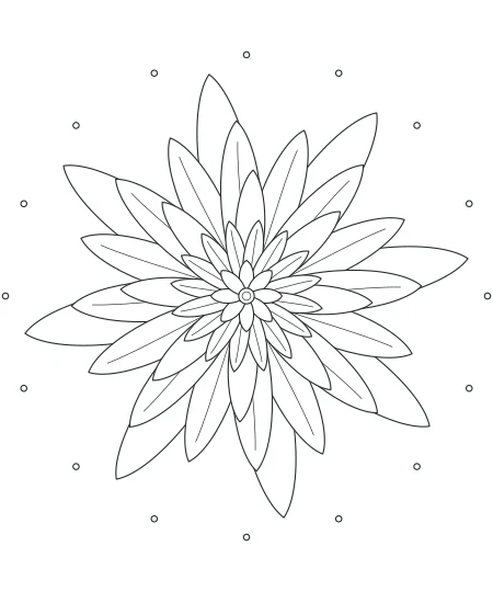 Golden Hour Petal Mandala — uncolored petal mandala drawing
