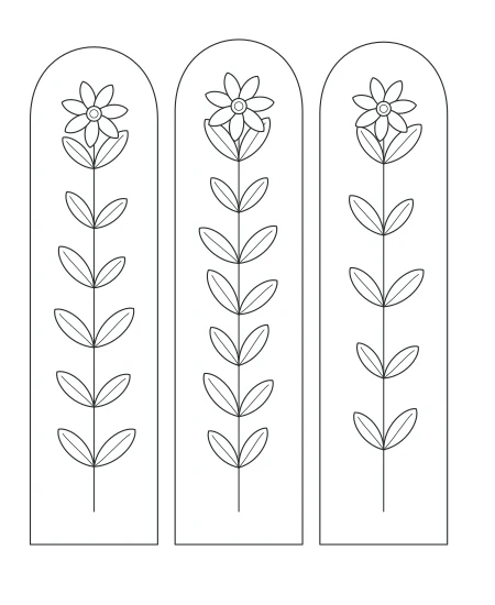 Honey Garden Botanical Windows — uncolored botanical windows drawing