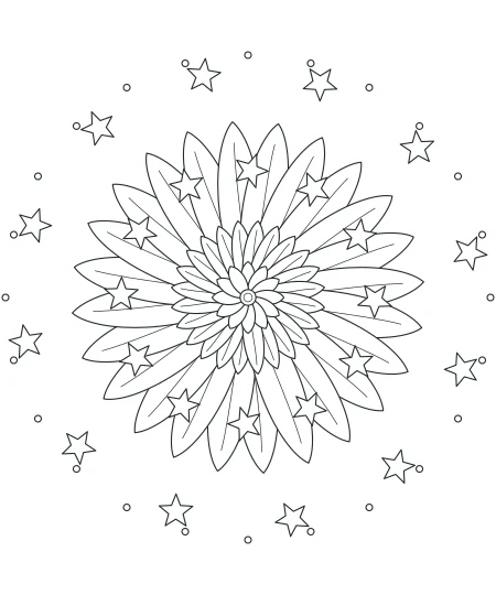 Honey Garden Celestial Mandala — uncolored celestial mandala drawing