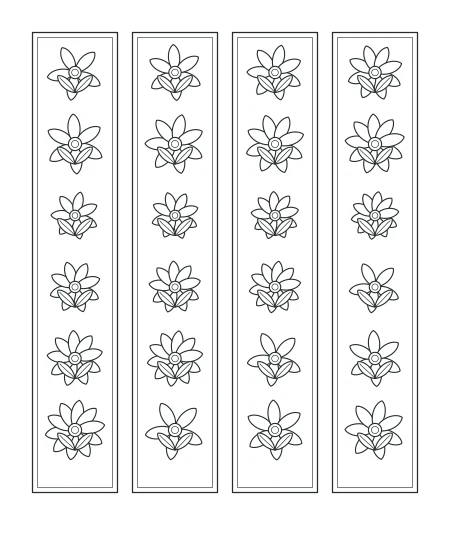 Honey Garden Floral Bookmarks — uncolored floral bookmarks drawing
