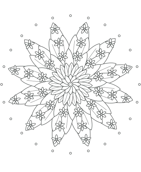 Honey Garden Flower Medallions — uncolored flower medallions drawing