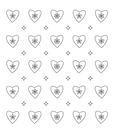 Heart Lace black-and-white line drawing