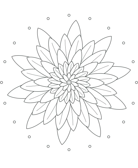 Honey Garden Petal Mandala — uncolored petal mandala drawing