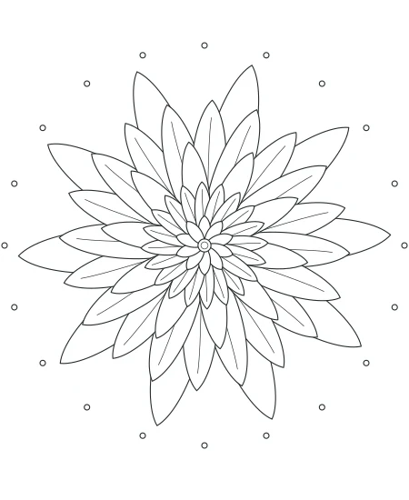 Honey Garden Petal Mandala — uncolored petal mandala drawing