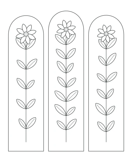 Leaf & Light Botanical Windows — uncolored botanical windows drawing